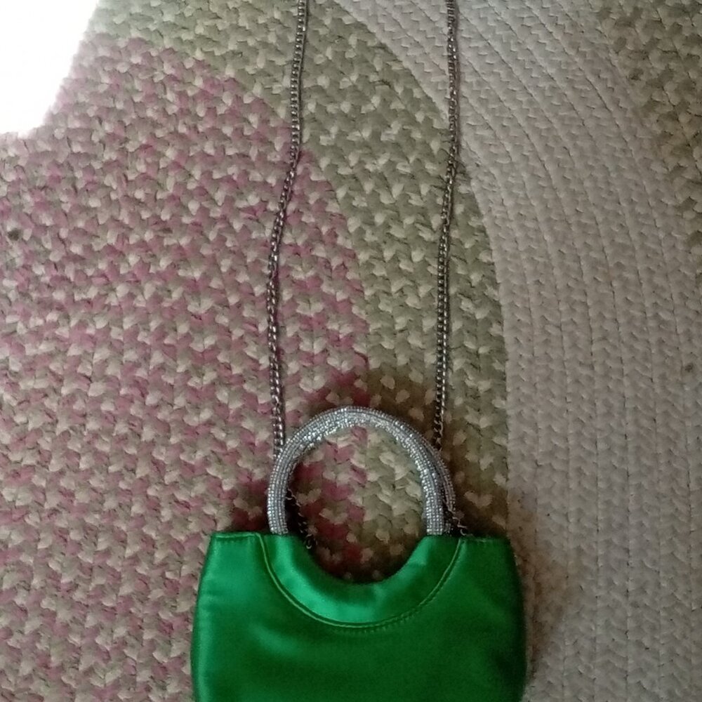 Green sparkly purse